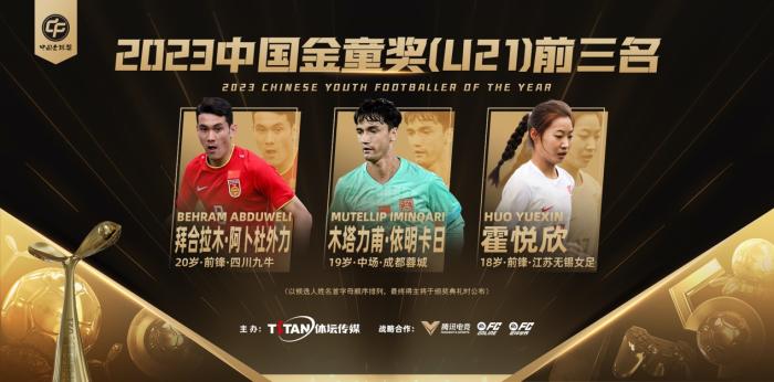 2023中国金球奖各奖项前三揭晓：韦世豪领衔金球