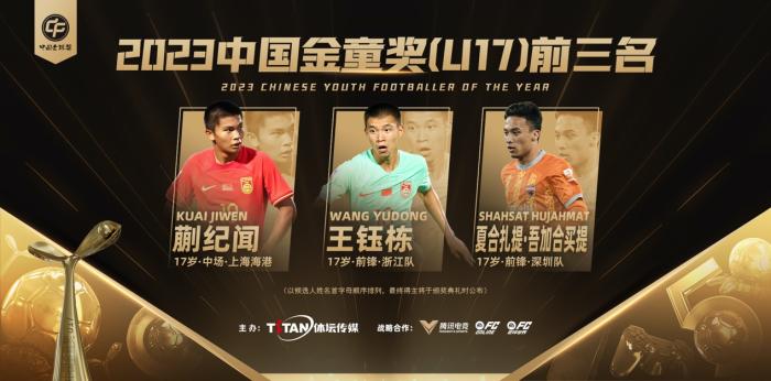 2023中国金球奖各奖项前三揭晓：韦世豪领衔金球